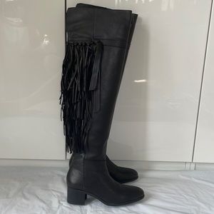 ZARA Over the Knee Leather Boots Color-Black Size-EU 39/USA 8.5 NWT